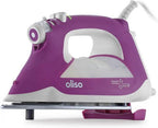 Oliso Ultra-Precision Steam Iron TG1100-P purple with white handle and auto-lift.