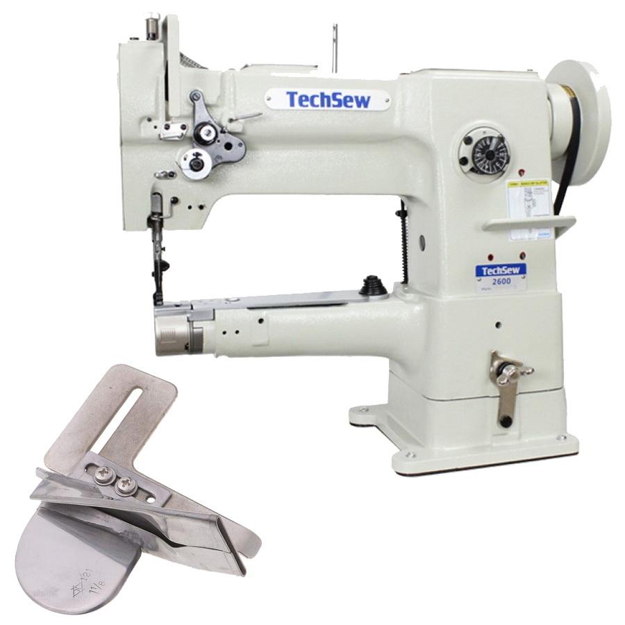 Techsew 2600 Narrow Cylinder Industrial Sewing Machine with Binding Kit, Binding Attachment Assembled Table and Motor - Sewingmachinesplus.com