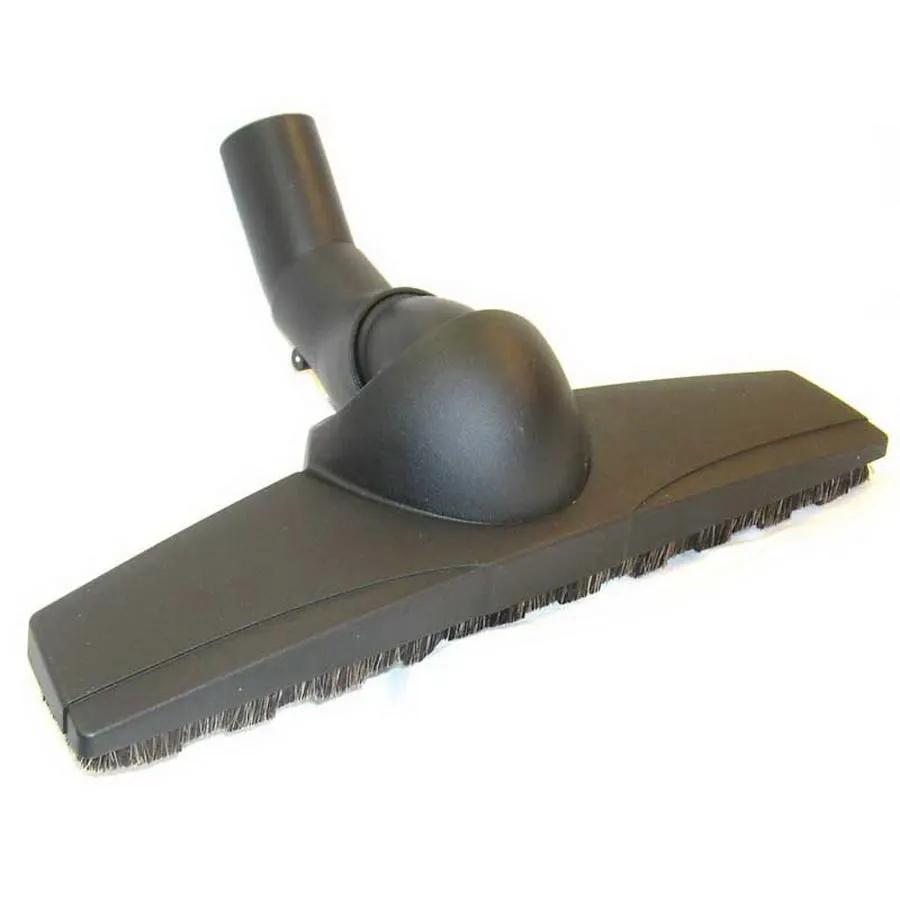 SEBO Parquet Brush vacuum attachment; black plastic head with dense bristles for hardwood floor cleaning.