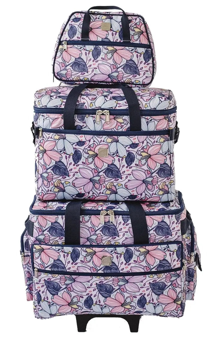 Bluefig Quilter Essential Combo: 19" Wheeled Bag, Project Bag and Satchel - Maisy - Sewingmachinesplus.com