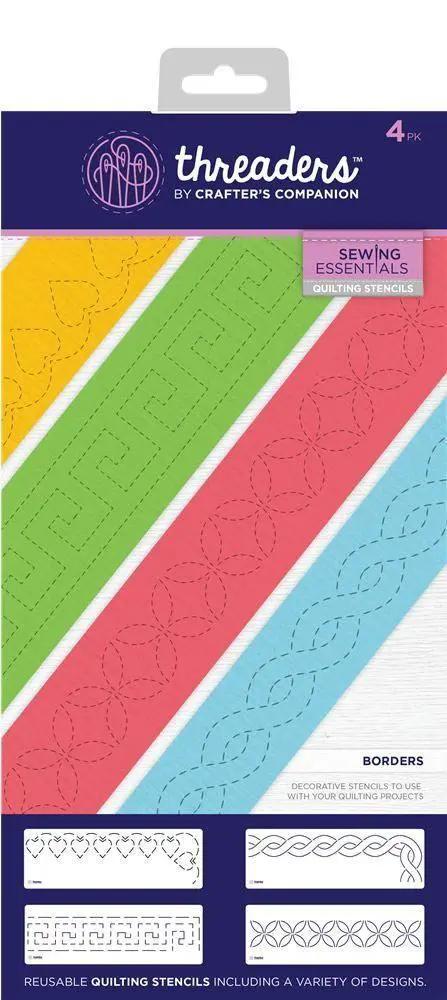 Threaders Quilting Stencils Borders by Gemini; 4-pack colorful border templates.