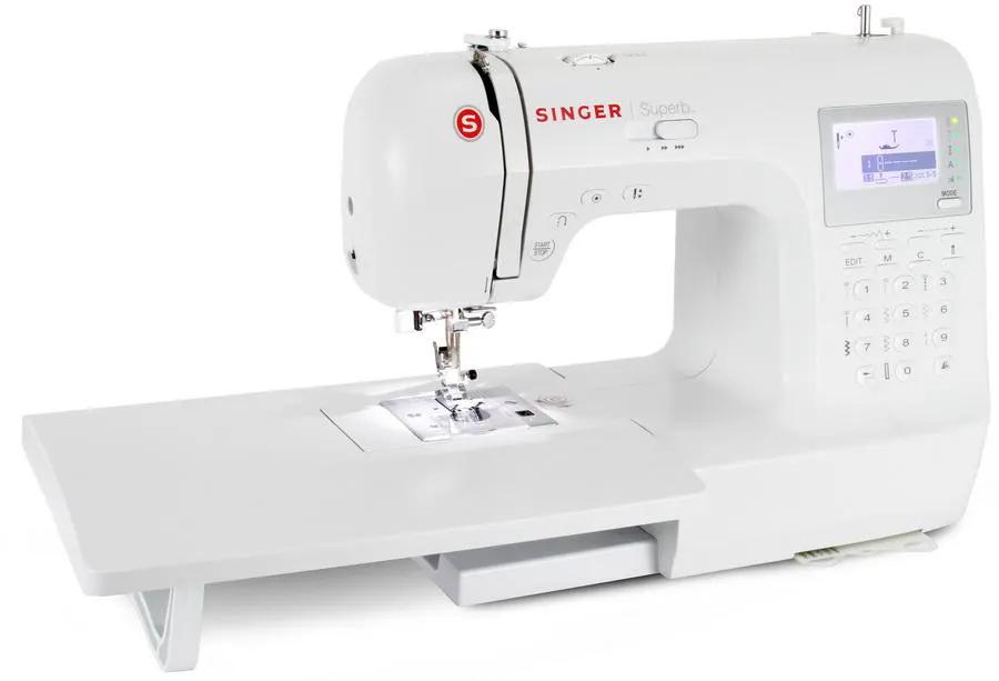 Singer 2010 Superb computerized sewing machine, white with built-in LCD display.