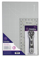 Threaders Quilting Starter Kit, 3pc: gray cutting mat, clear ruler, rotary cutter