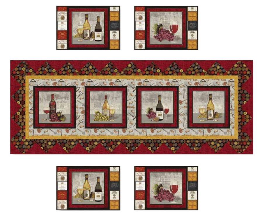 Wine Night Table Set Fabric Quilt Kit (Placemat and Table Runner) - Sewingmachinesplus.com