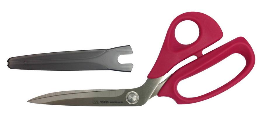 Kai N5230 9 Inch Bent Handle Sewing Scissors with Blade Cap (Available in Multiple Colors)