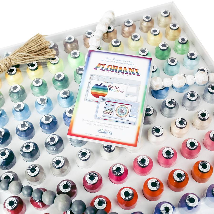Floriani 120 Rainbow Spectrum Thread Set With FREE Rainbow Software Included