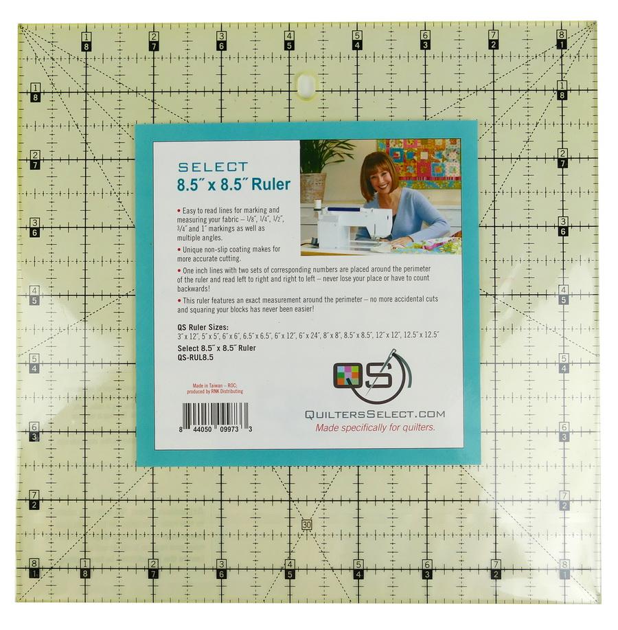 Quilters Select 8.5" x 8.5" Non - Slip Ruler - Sewingmachinesplus.com