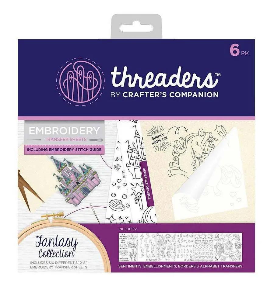 Threaders Embroidery Transfer Sheets, Fantasy collection, 6-pack