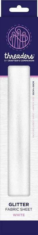 Threaders Glitter Fabric Sheet White, fabric sheets by Threaders