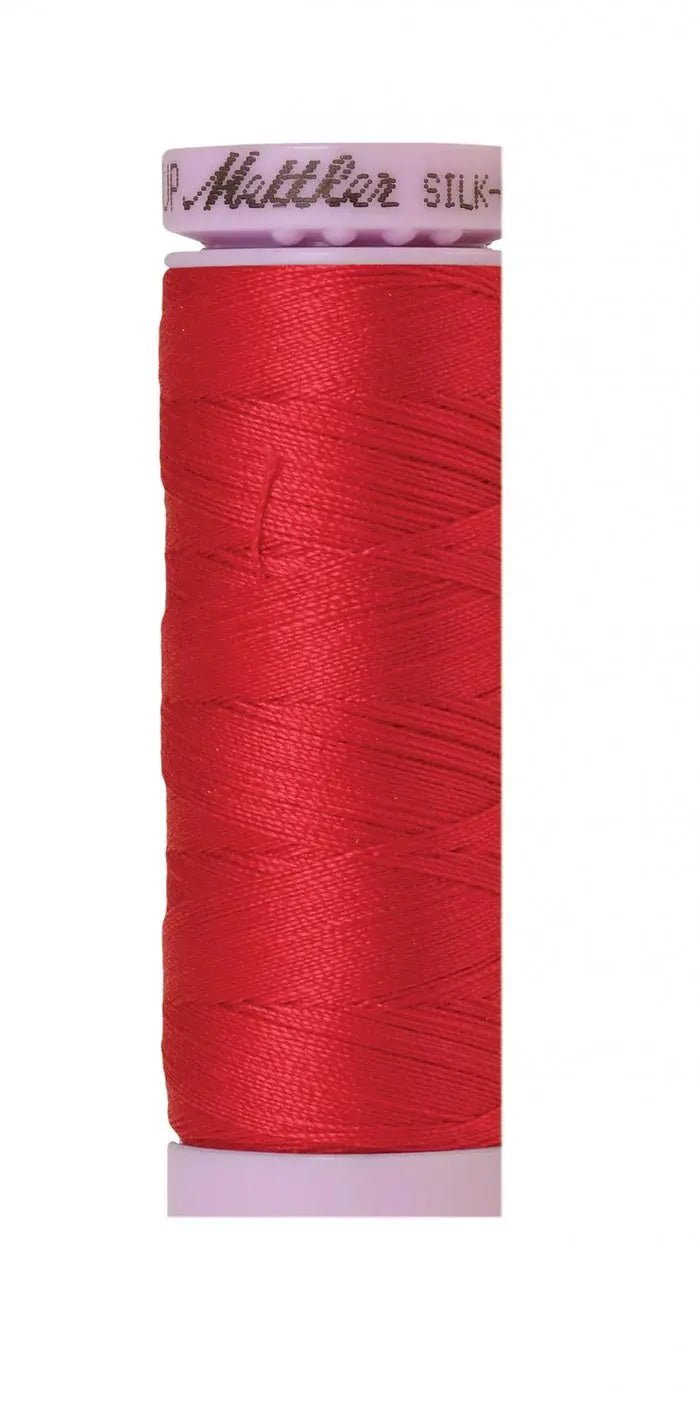 Mettler Silk-Finish sewing thread, poinsettia red, 164 yards, 50 wt., 100% cotton