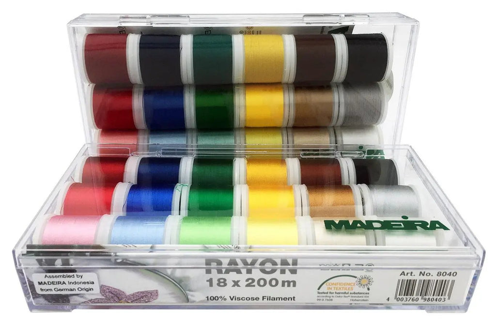 Doorbuster Madeira 36 Spool Thread Set (2 18 Spool Thread Kits) Rayon & Aerofil - Sewingmachinesplus.com