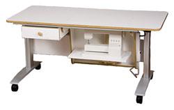 Horn Multi - Lift 2000 Adjustible Table White with Oak Trim - Sewingmachinesplus.com