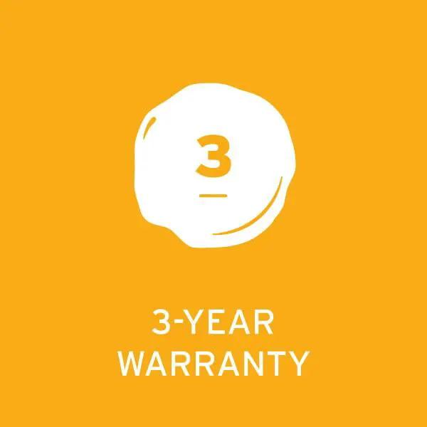 Reliable BARRACUDA 200ZW sewing machine warranty badge on orange background with 3-year warranty.