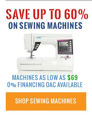 Sewing machine with promotional text