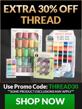 Promotional banner for thread sale with various thread packages and a discount offer.