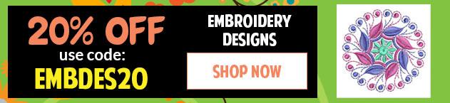 Banner for Embroidery Designs & Projects with offer details