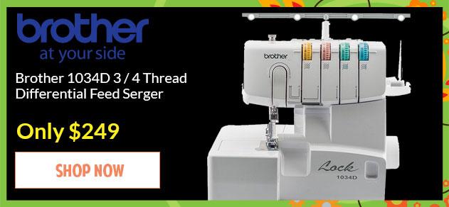 Banner for Brother 1034D 3 / 4 Thread Differential Feed Serger with Rolled-hem Stitch with offer details