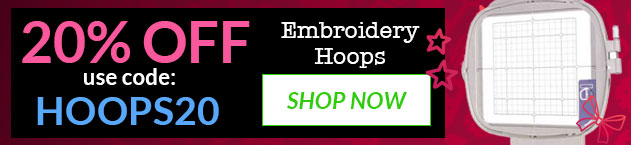 Promotional banner for embroidery hoops