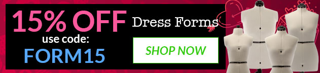 Promotional banner for dress forms with a discount offer