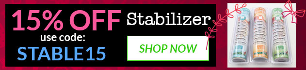 Promotional banner with 15% off stabilizer offer