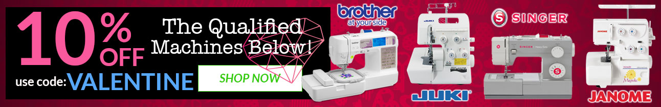 Promotional banner for sewing machines with discounts