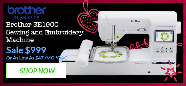Advertisement for Brother SE1900 sewing and embroidery machine