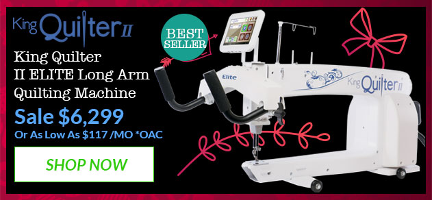 King Quilter II ELITE Long Arm Quilting Machine with promotional text