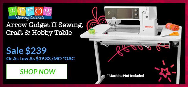Arrow 98611 Gidget II Sewing, Craft & Hobby Table banner with offer details