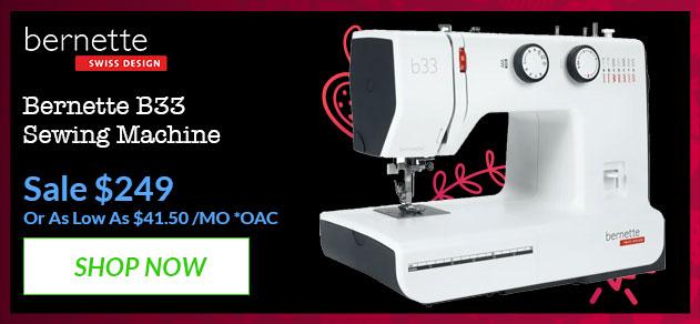 Bernette B33 Sewing Machine banner with offer details