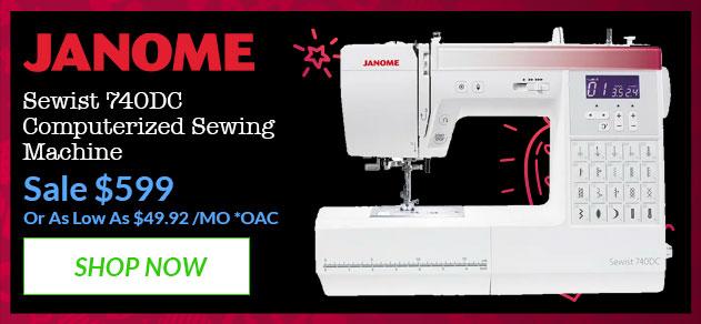 Janome Sewist 740DC Computerized Sewing Machine banner with offer details