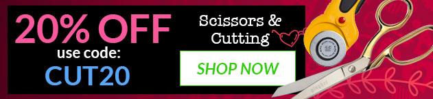 Sewing Scissors & Rotary Cutters Banner with offer details