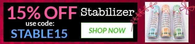 Embroidery Stabilizers banner with offer details
