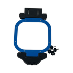 Sleeve/Cap Board Pro Combo Bracket Set add-on for hooping aids, blue hoop with black mounting bracket by Tex Inc.