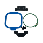 Sleeve/Cap Board Pro Combo Bracket Set Add-On by Tex Inc; blue frame, green hoop, black brackets with screws