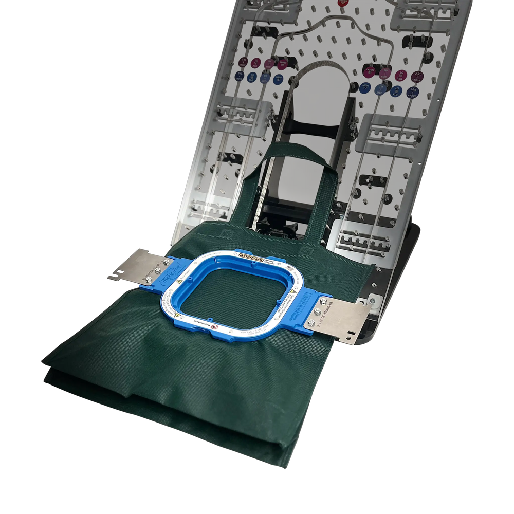 Sleeve/Cap Board Pro Combo Bracket Set Add-On by Tex Inc, metal hooping aid with blue frame