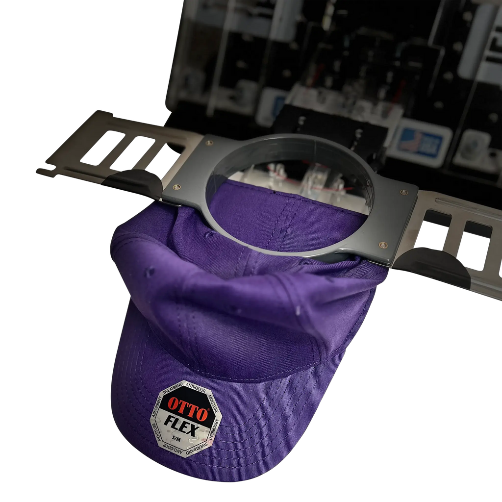 Sleeve/Cap Board Pro Combo Bracket Set Add-On in a gray metal frame with purple fabric, OTTO logo on cap visible
