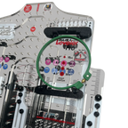 Leveler Pro Combo Bracket Set for Mighty & Round Hoops Add On by Tex Inc, clear acrylic with rulers and a green hoop