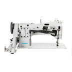 Consew 206RB-5 walking-foot upholstery sewing machine with table, white finish.