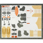 Farmstead Cow and Chick cuddle fabric panel by Stacy Iest Hsu featuring cut-and-sew farm animal plush pieces on low-pile polyester fabric.