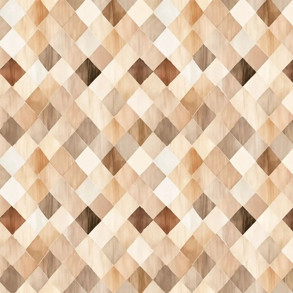 Paw & Whisker Tan Basketweave Look quilting cotton fabric with woven-look tan, beige, cream, and brown geometric texture.