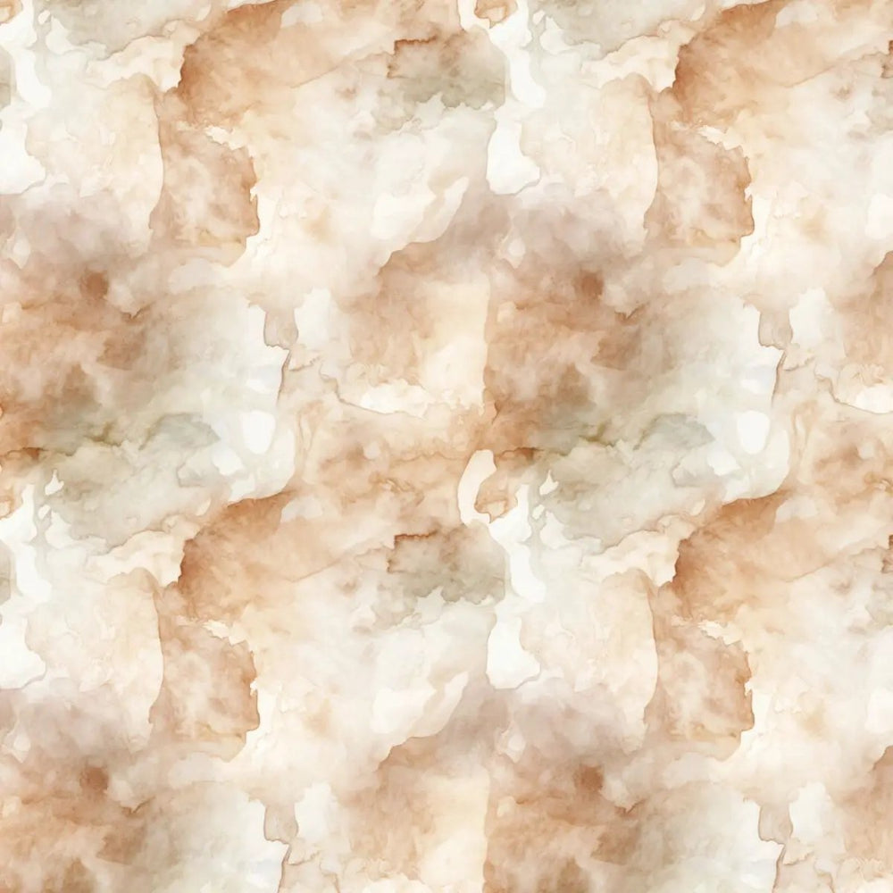 Paw & Whisker Tan Watercolour Marble quilting cotton fabric with soft tan, beige, cream, and taupe watercolor texture.