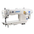 Consew 2206RB-14-7-DD-1 industrial sewing machine with full tabling, white color