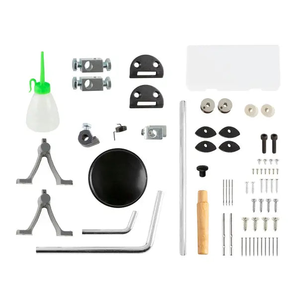 Consew sewing machine parts kit for 228R-WIG with assorted tools, fittings, and oil bottle.