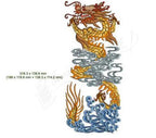 Embroidery design Momo-Dini Chinese Dragon 2, yellow dragon with blue waves.