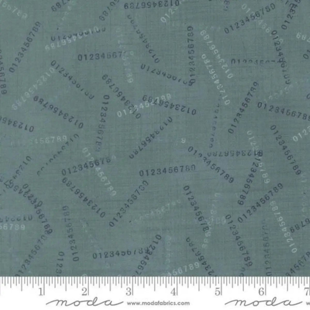 Data Digits Turing blue quilting fabric with number motifs by Janet Clare for Moda Fabrics