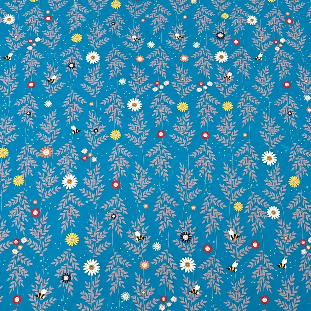 Oh Blooming Dale Turquoise quilting fabric with colorful daisy floral motifs by Sarah J Patterson for Sewing Sanctuary