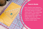 Grace TrueCut 90 Degree Right Angle Ruler by Grace Company, clear plastic on a grid cutting mat.