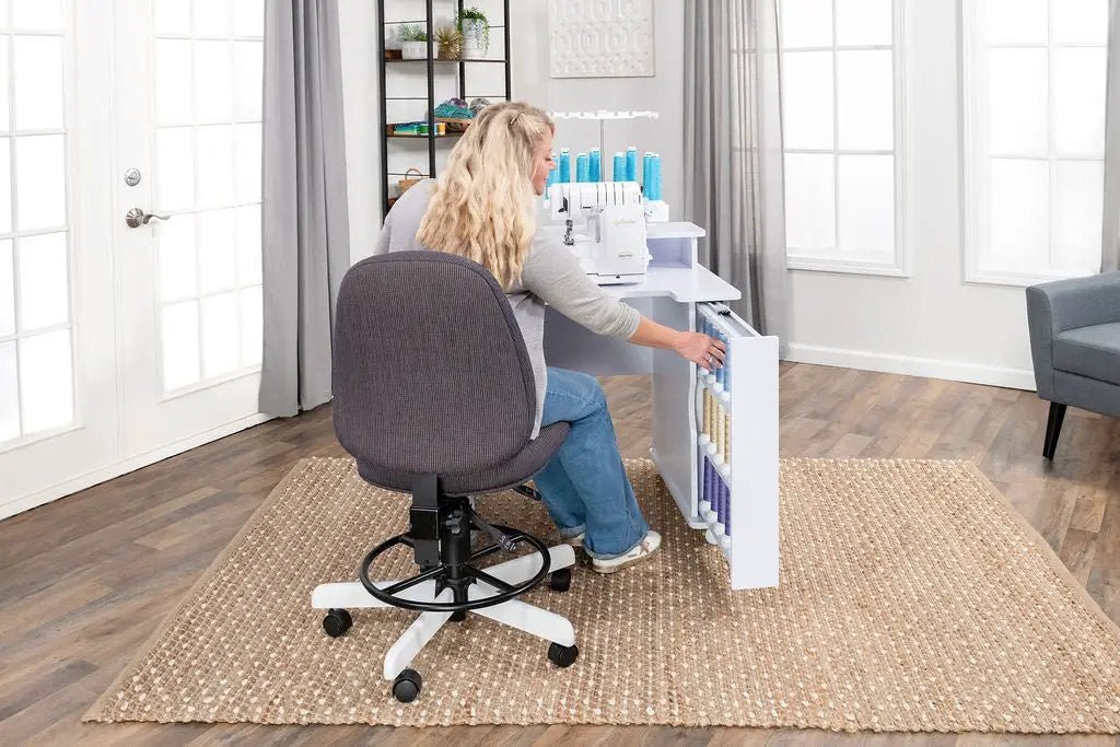 Koala Serger Studio white sewing machine extension table with built-in storage