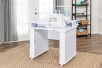 Koala Serger Studio sewing machine extension table, white, wheeled base