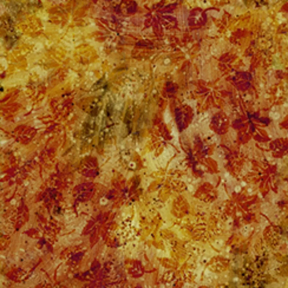 QT Fabrics Flourish Stucco Leaf Blender Rust quilting cotton fabric with a tonal textured leaf pattern in warm rust and orange tones.